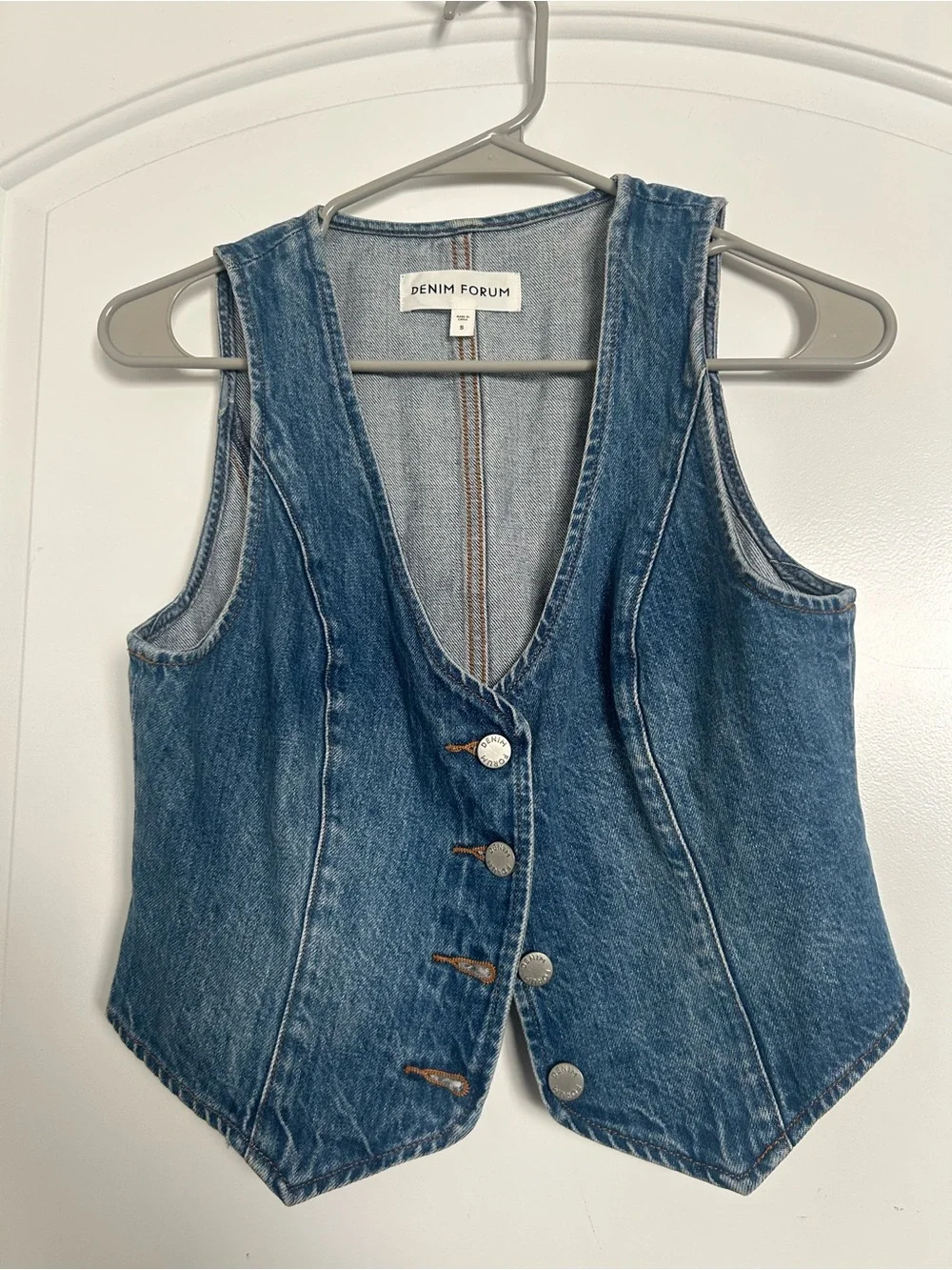 Aritzia Denim Forum The 90's Mia Denim Vest Size S Boho Western Festival Chic - Picture 9 of 13